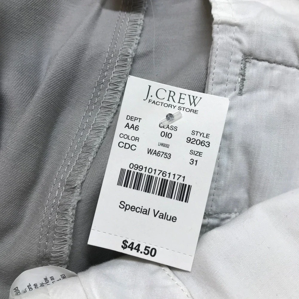 J.CREW Shorts Mens Size 31 Gray‎ Broken in Chino Skull Embroidered Grunge Cotton